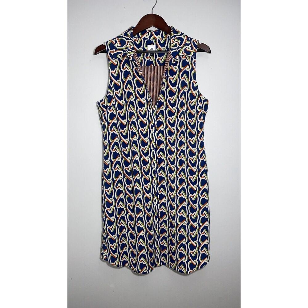 Cabi Amour Locking Hearts Sleeveless Button Front Dress - Size M (8-10)